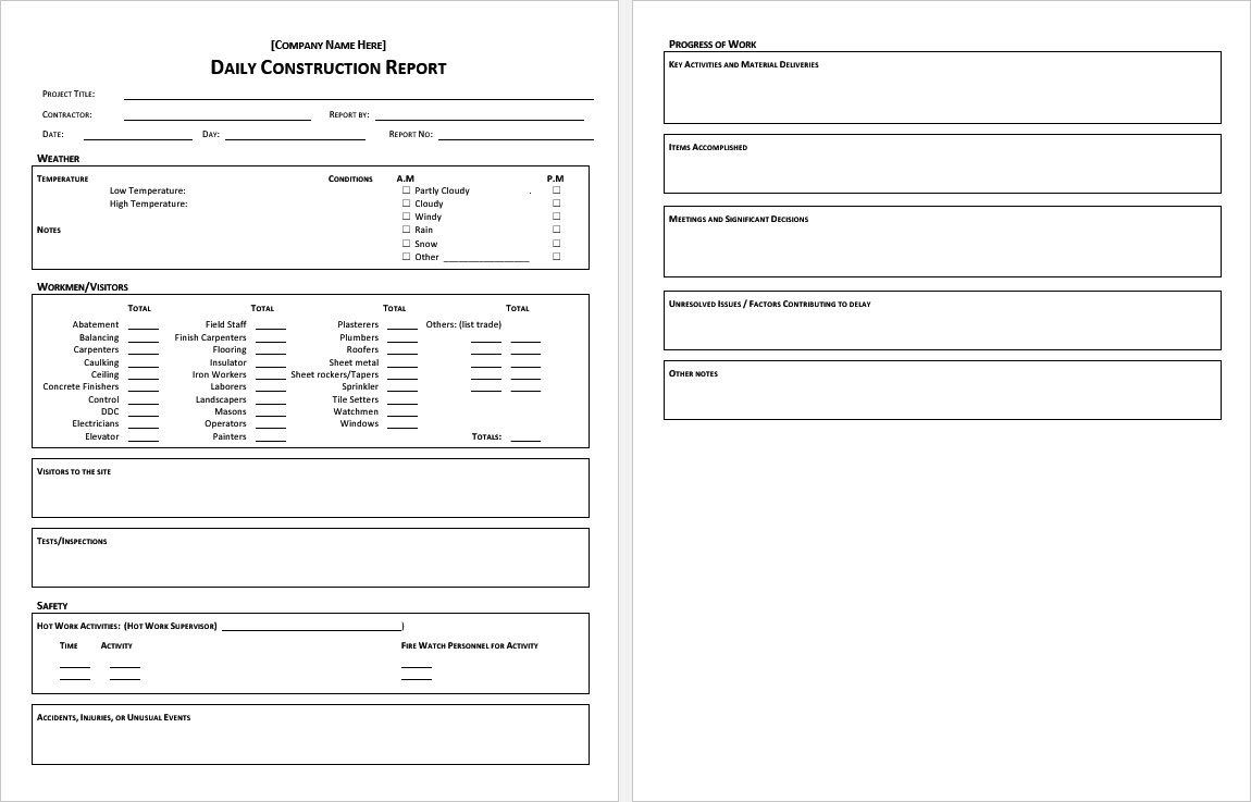 Detail Daily Report Template Word Nomer 15