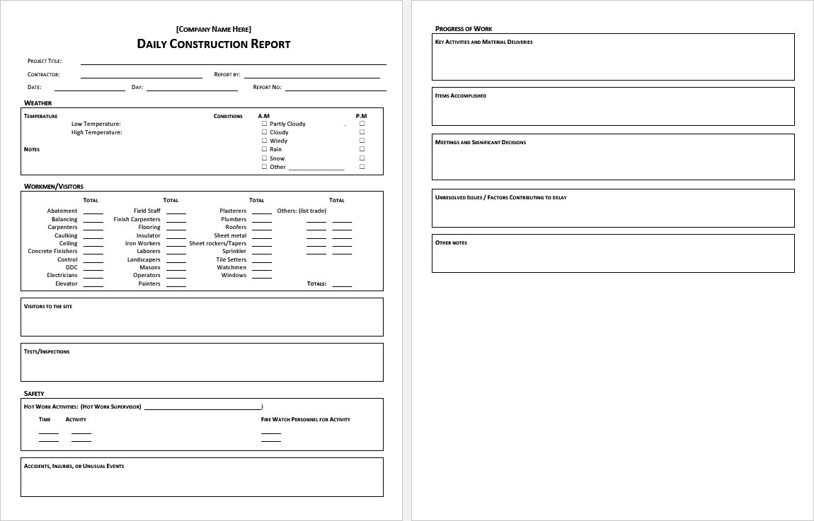 Detail Daily Report Template Word Nomer 15