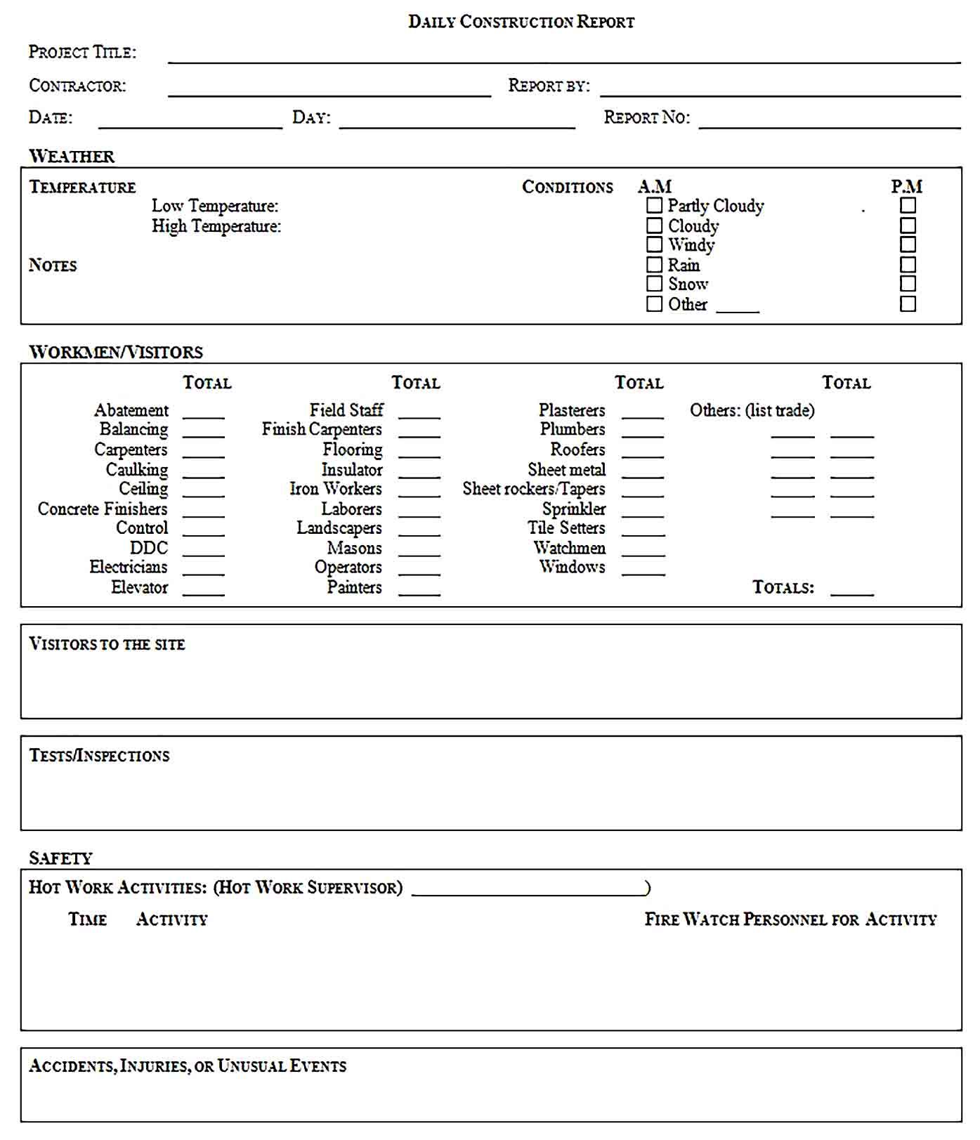 Detail Daily Report Template Word Nomer 23