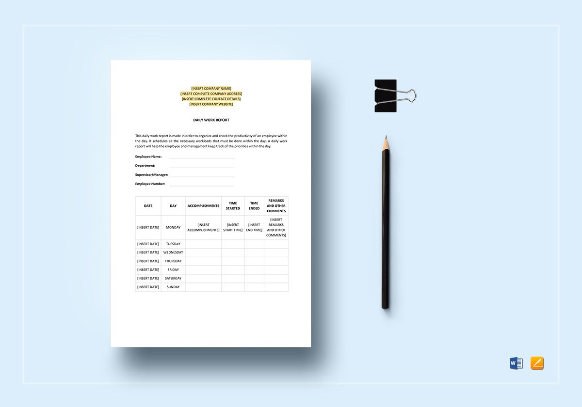 Detail Daily Report Template Word Nomer 32