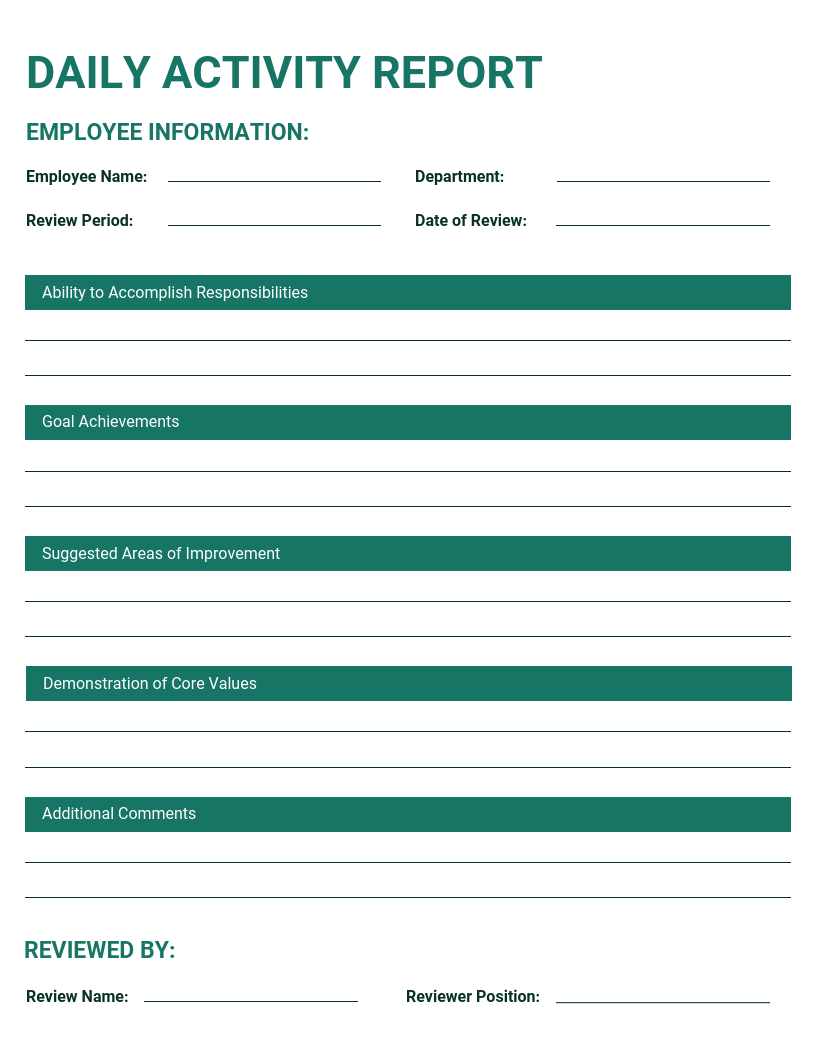 Download Daily Report Template Word Nomer 41