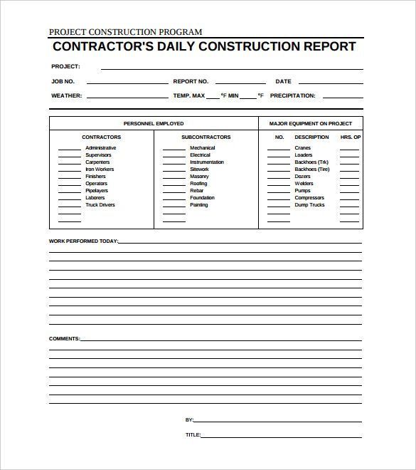 Detail Daily Report Template Word Nomer 45