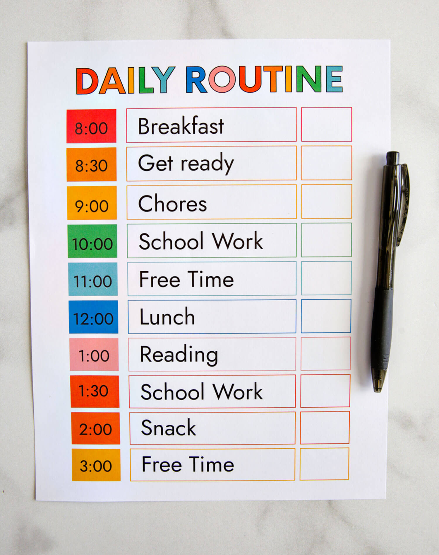 Detail Daily Schedule Template Nomer 11