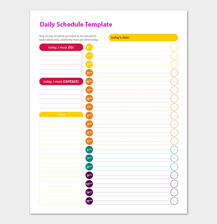 Detail Daily Schedule Template Nomer 18