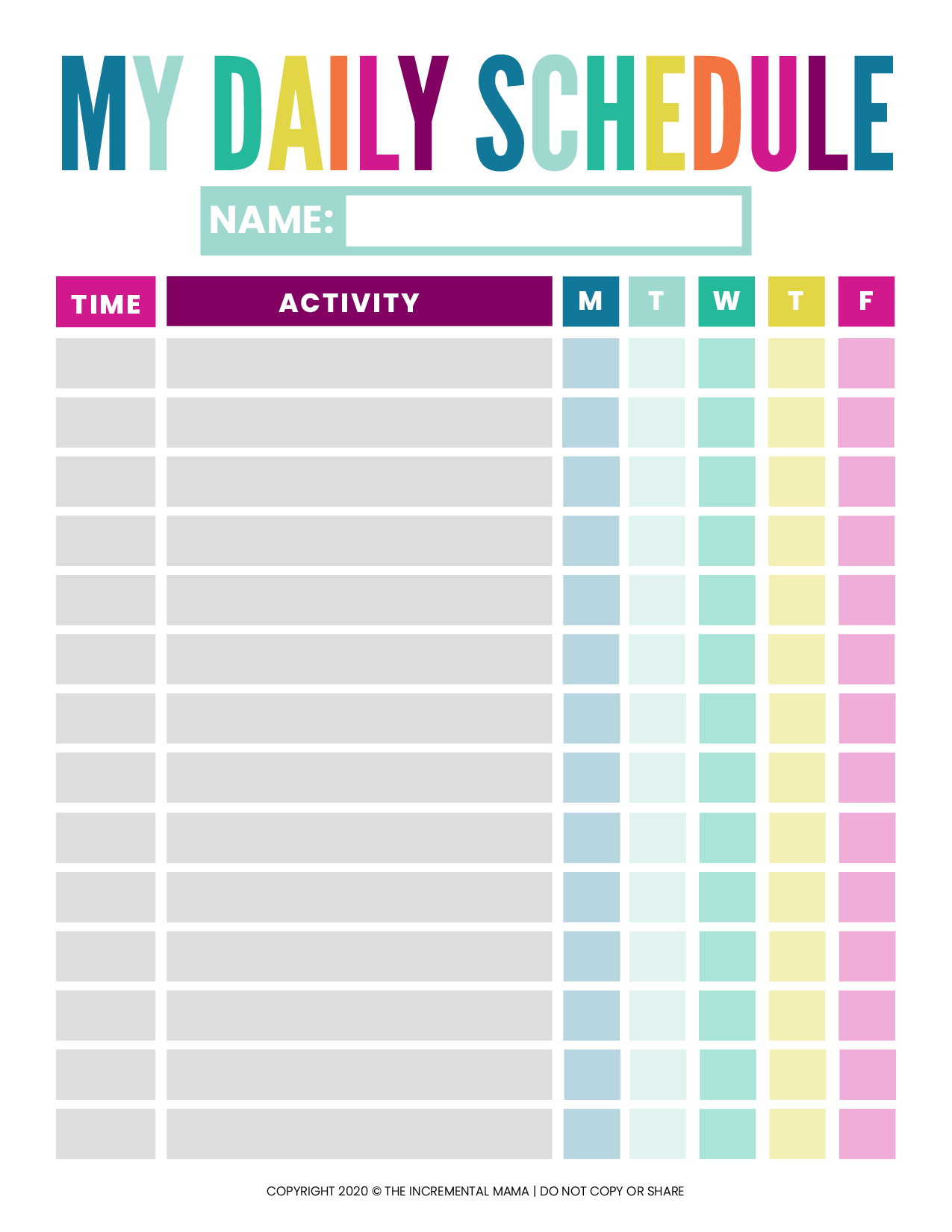 Detail Daily Schedule Template Nomer 20