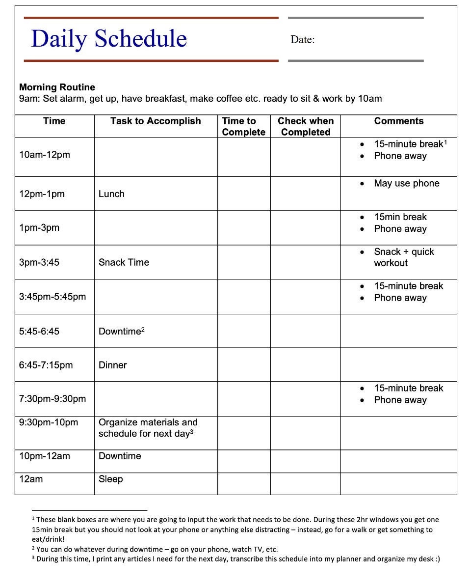 Detail Daily Schedule Template Nomer 22