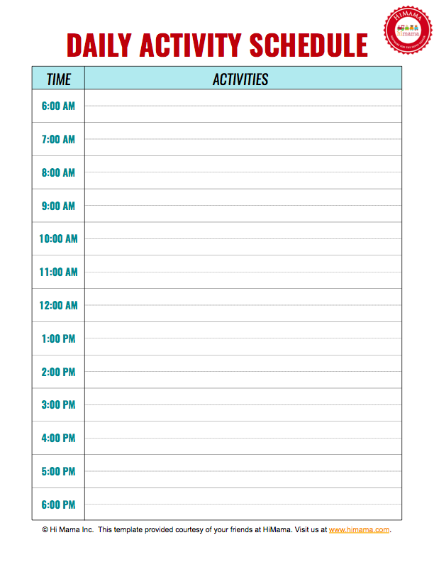 Detail Daily Schedule Template Nomer 30
