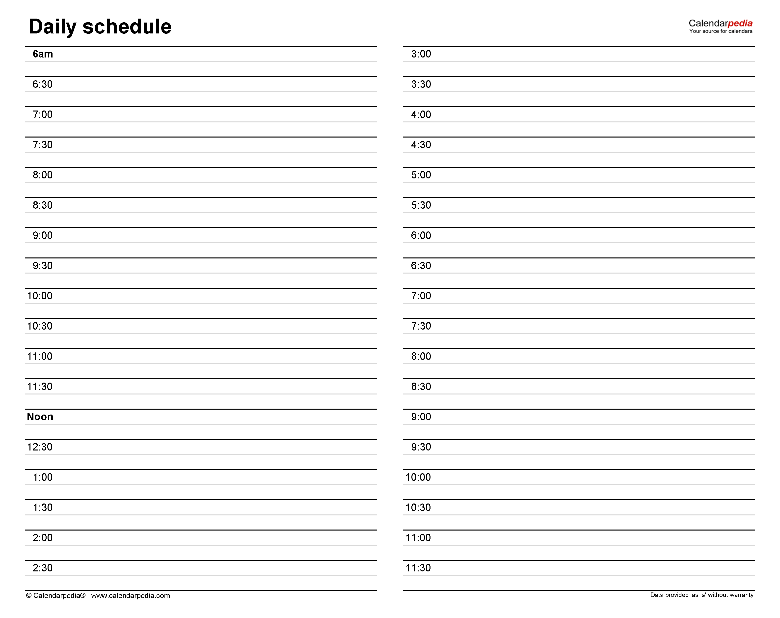 Detail Daily Schedule Template Nomer 36