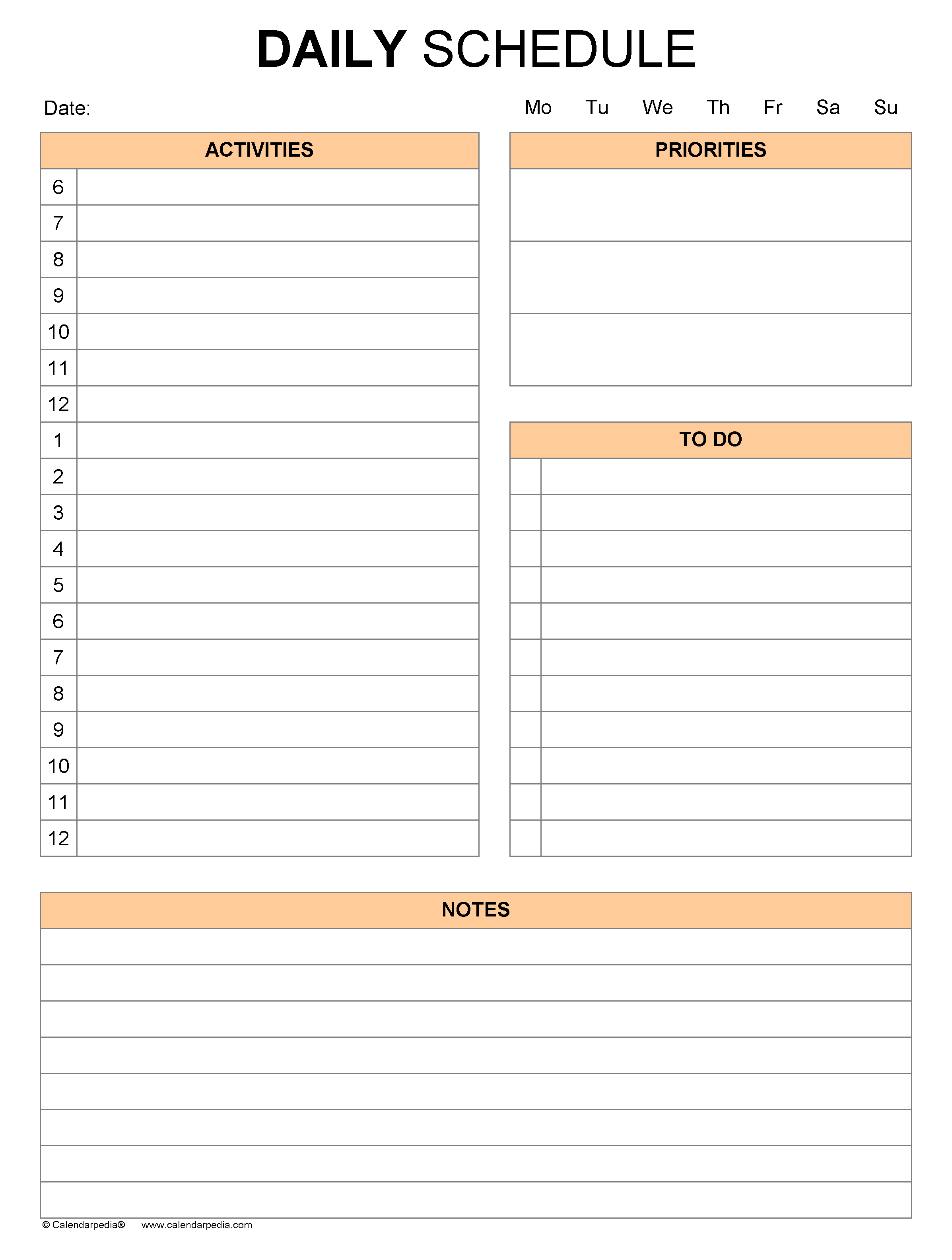 Detail Daily Schedule Template Nomer 42
