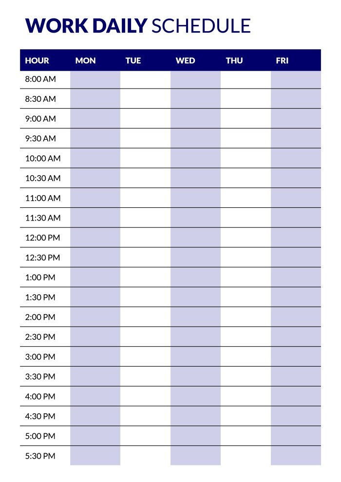 Detail Daily Schedule Template Nomer 50