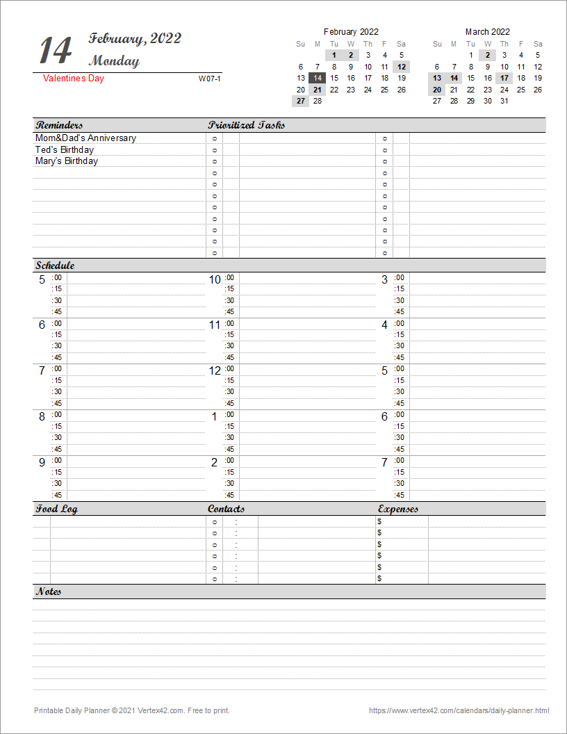 Detail Daily Schedule Template Printable Nomer 12