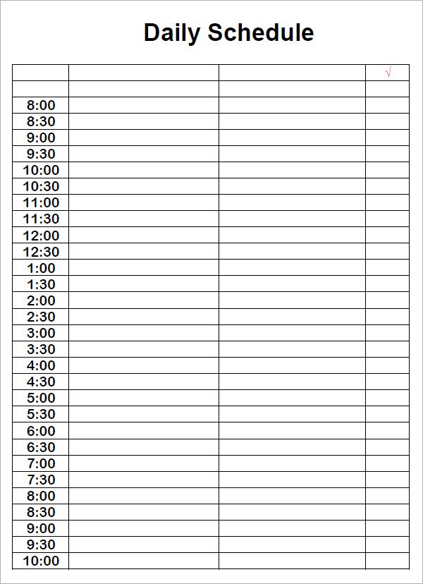 Detail Daily Schedule Template Printable Nomer 23