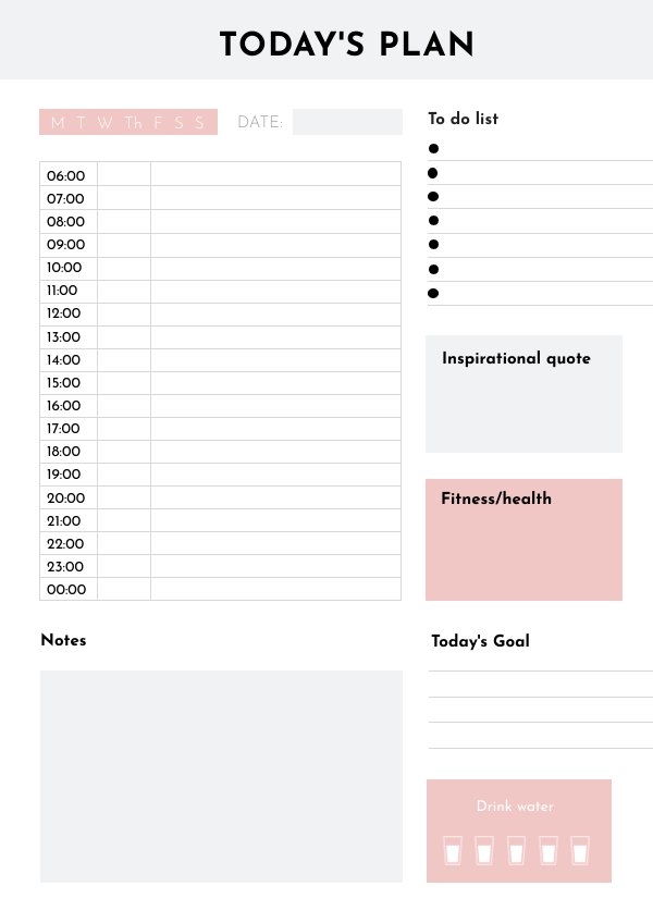 Detail Daily Schedule Template Printable Nomer 4