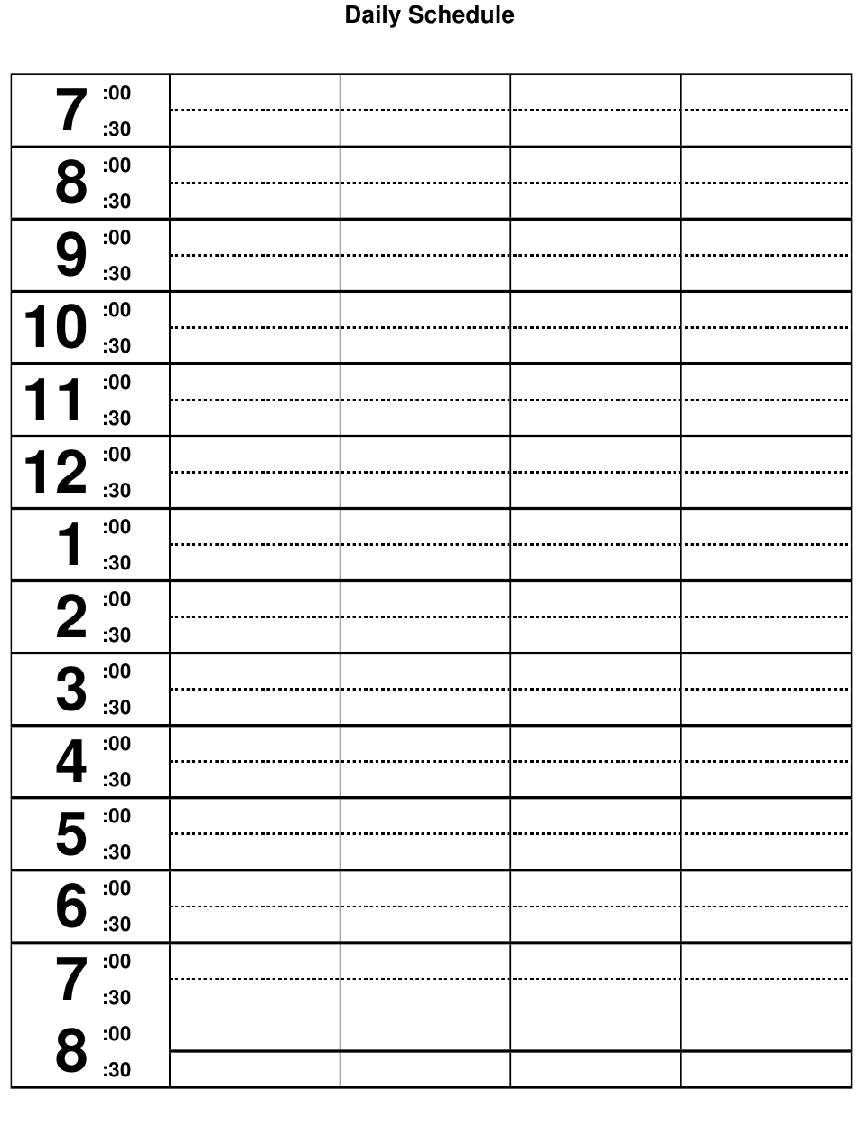 Detail Daily Schedule Template Printable Nomer 30