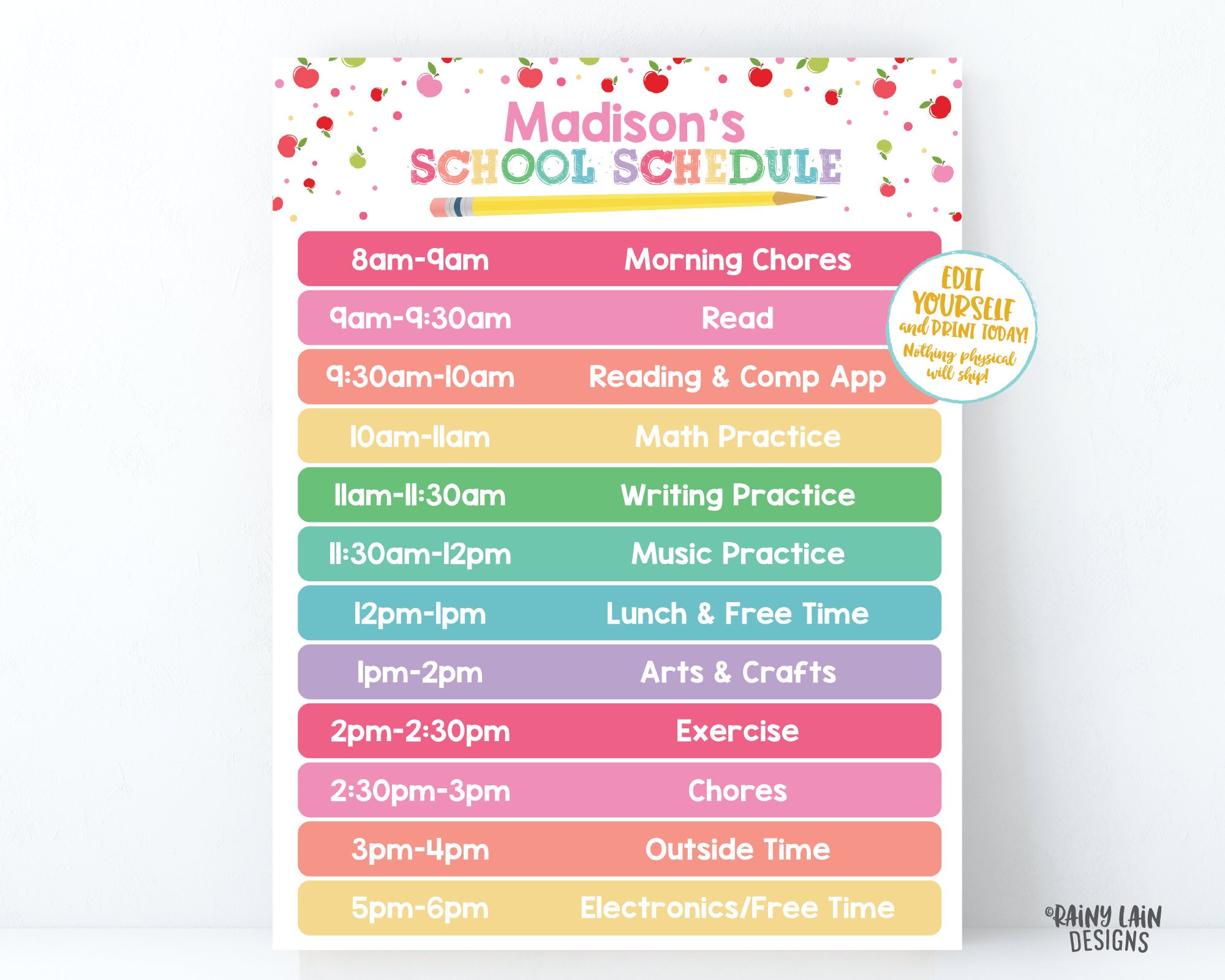 Detail Daily Schedule Template Printable Nomer 40