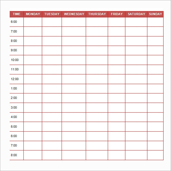 Detail Daily Schedule Template Printable Nomer 42