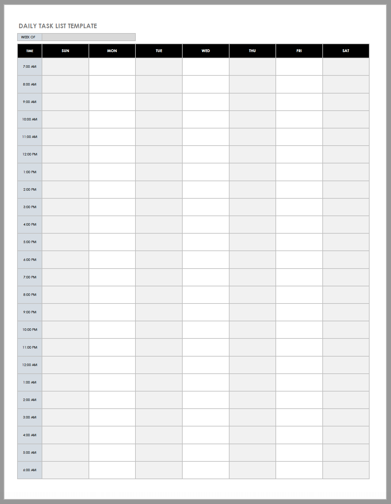 Detail Daily Schedule Template Printable Nomer 43