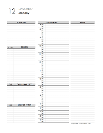 Detail Daily Schedule Template Printable Nomer 6