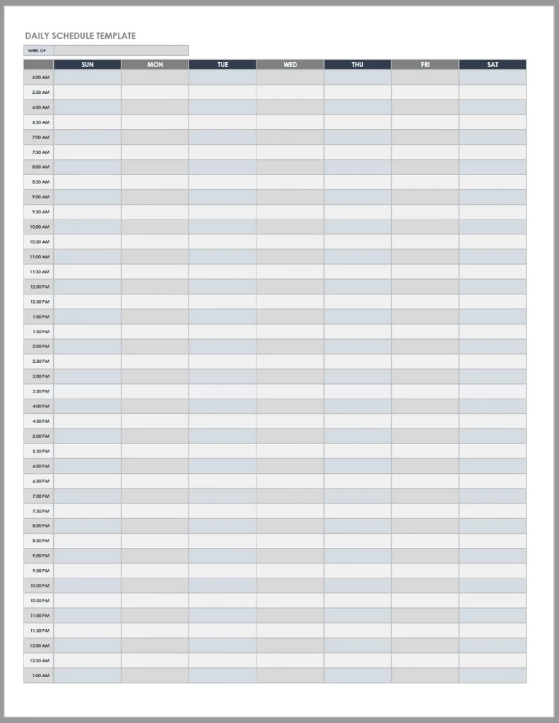 Detail Daily Schedule Template Printable Nomer 50