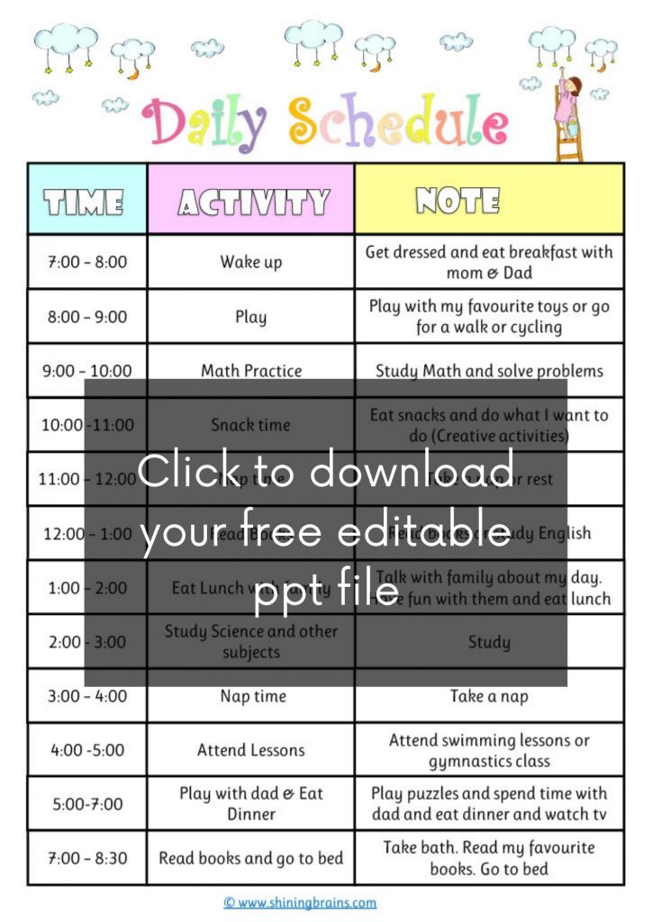 Detail Daily Schedule Template Printable Nomer 51