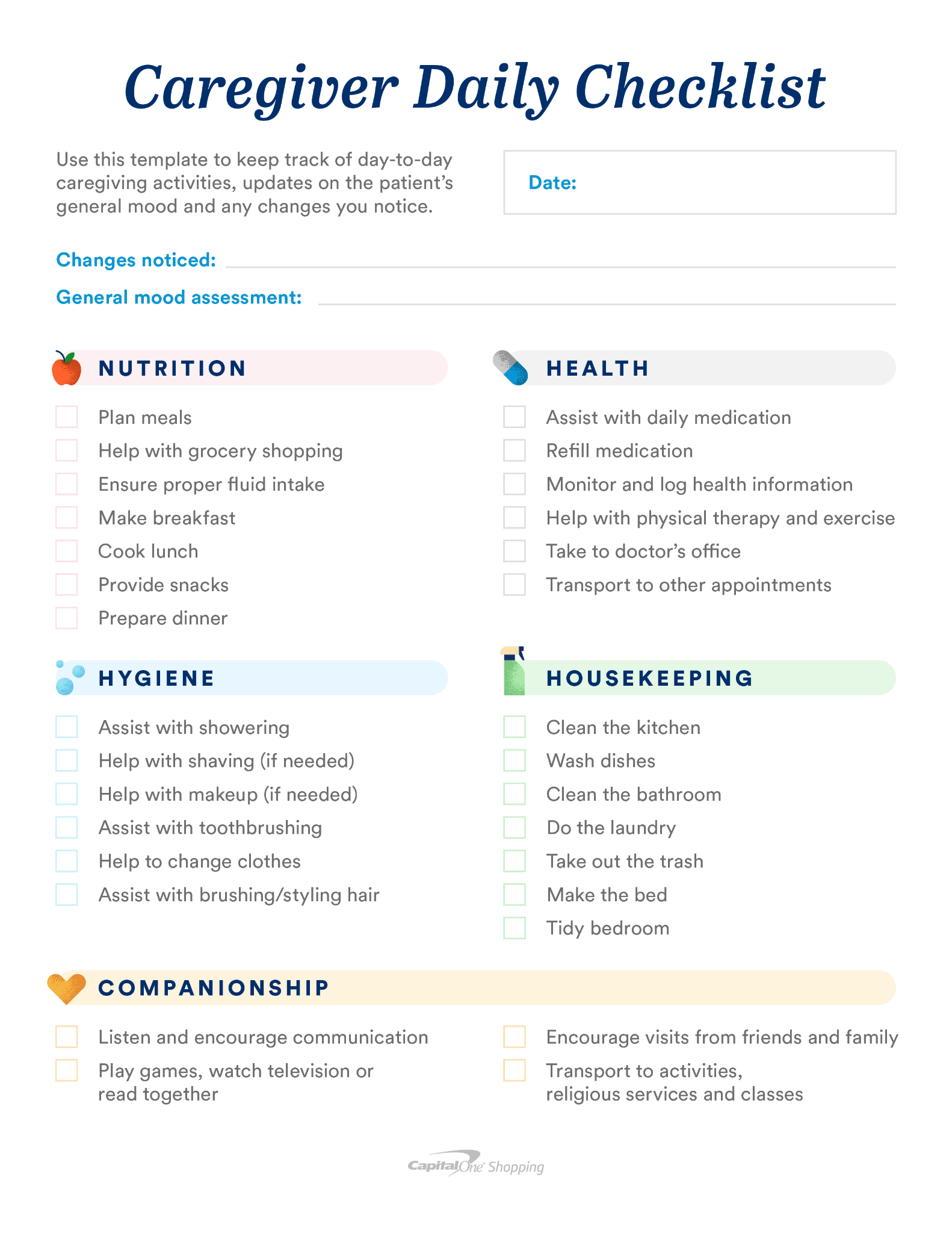 Detail Daily Task Caregiver Daily Checklist Template Nomer 12