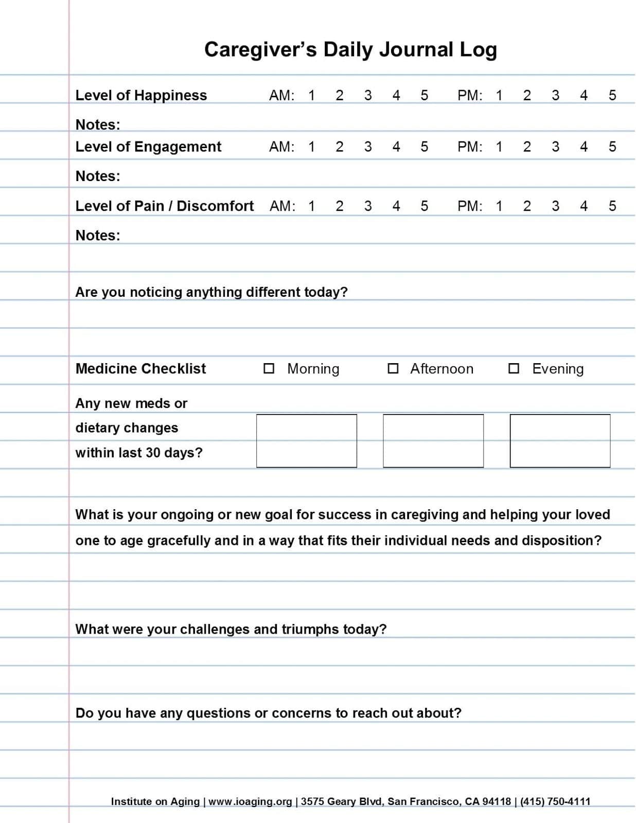 Detail Daily Task Caregiver Daily Checklist Template Nomer 20