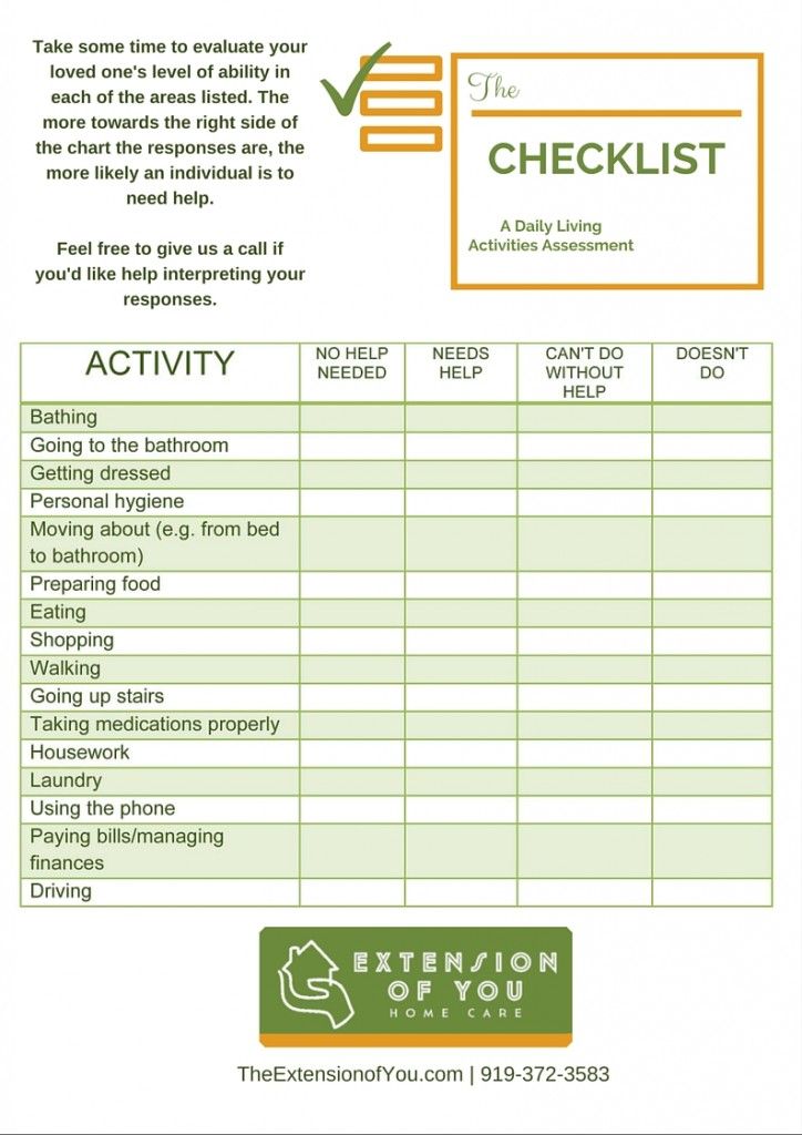 Detail Daily Task Caregiver Daily Checklist Template Nomer 3