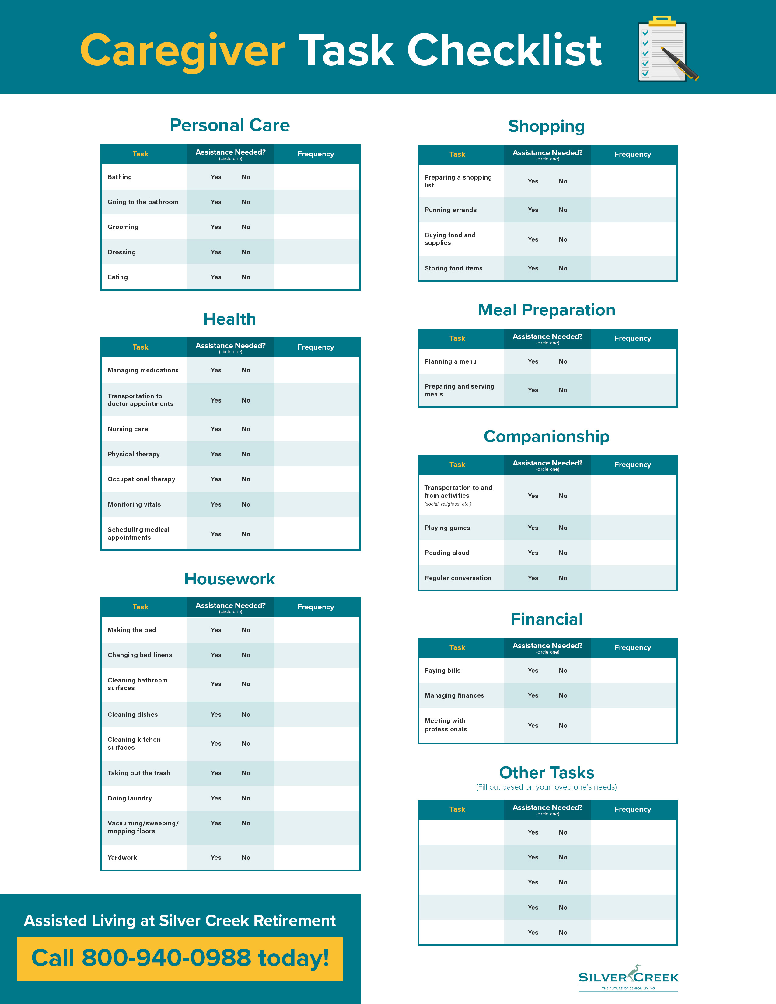 Detail Daily Task Caregiver Daily Checklist Template Nomer 8