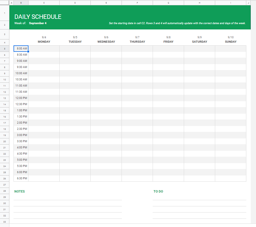 Detail Daily Time Schedule Template Excel Download Nomer 17