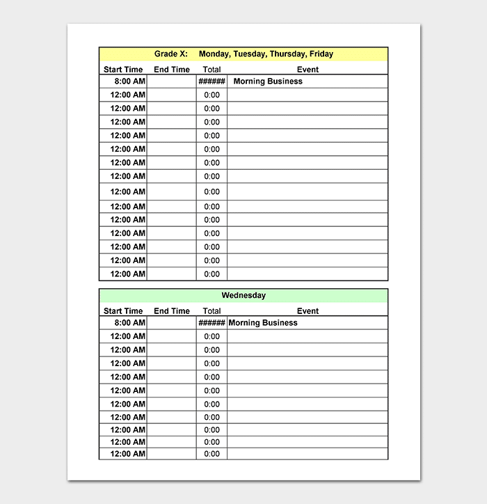 Detail Daily Time Schedule Template Excel Download Nomer 20