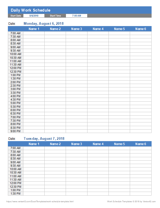 Detail Daily Time Schedule Template Excel Download Nomer 6