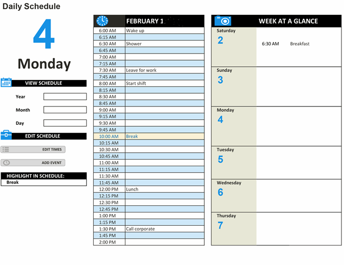 Detail Daily Time Schedule Template Excel Download Nomer 9