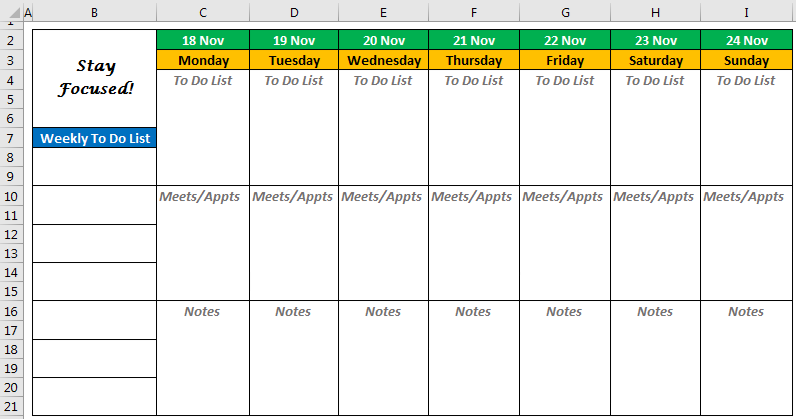Detail Daily Weekly Monthly Planner Template Excel Nomer 35