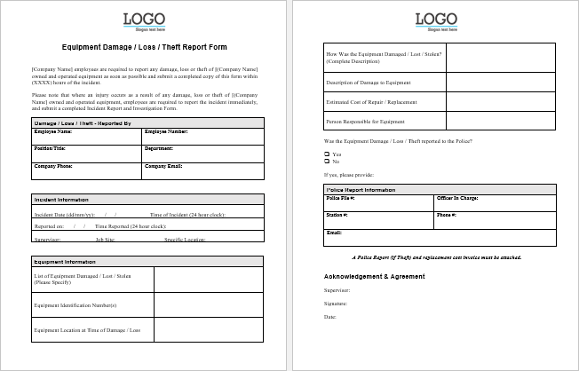 Detail Damage Report Template Nomer 34