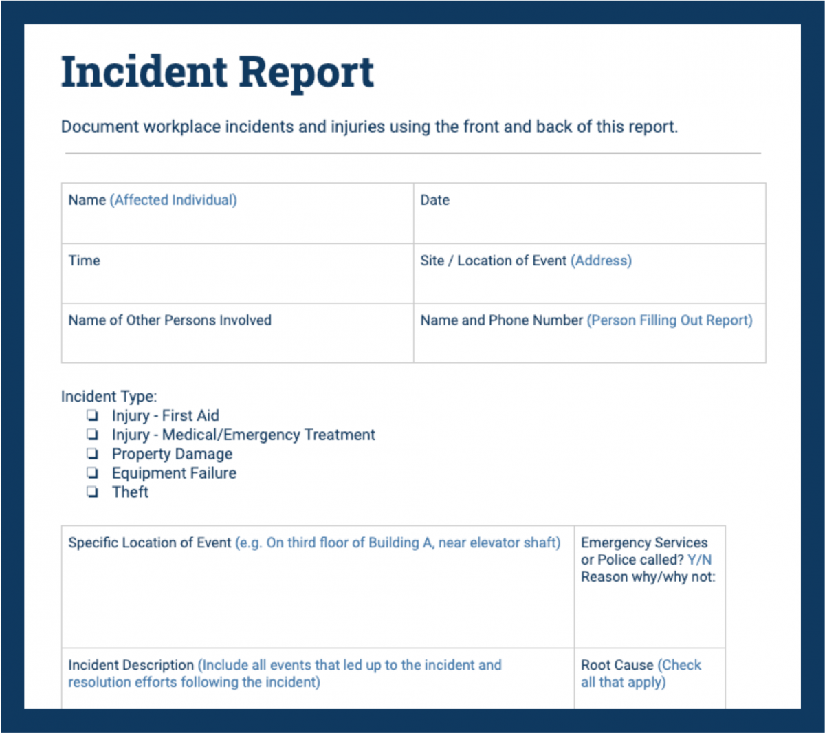 Detail Damage Report Template Nomer 36