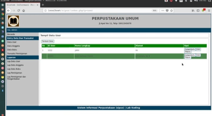 Detail Database Peminjaman Buku Nomer 16