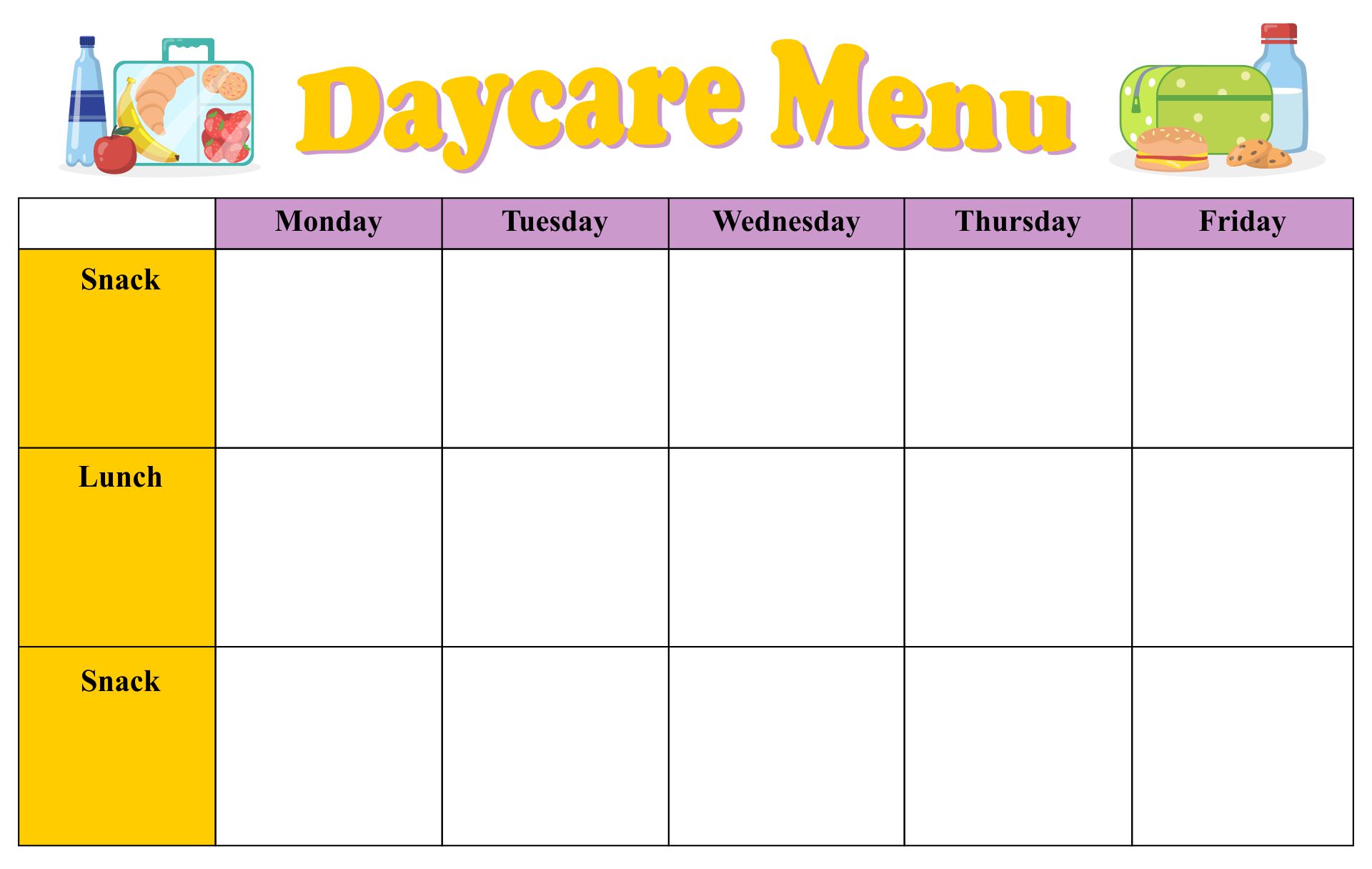 Detail Daycare Menu Template Nomer 2