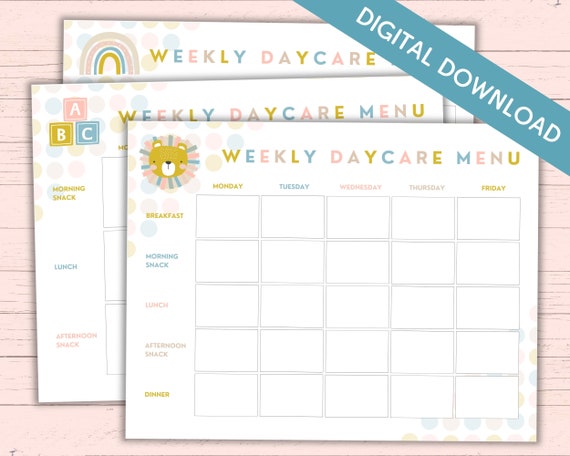 Detail Daycare Menu Template Nomer 14