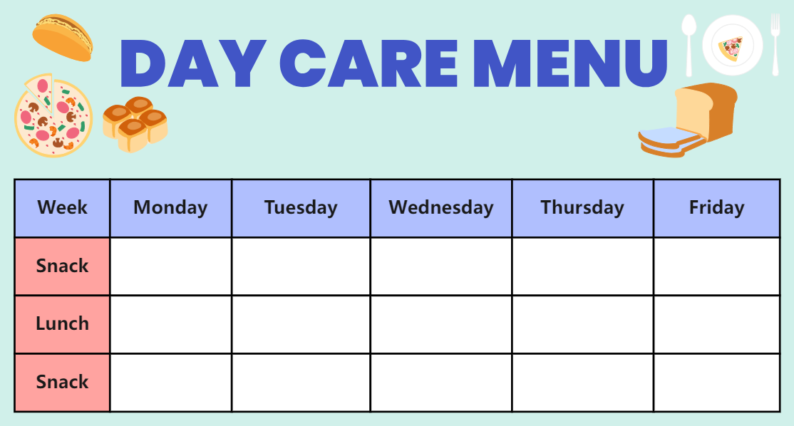 Detail Daycare Menu Template Nomer 23