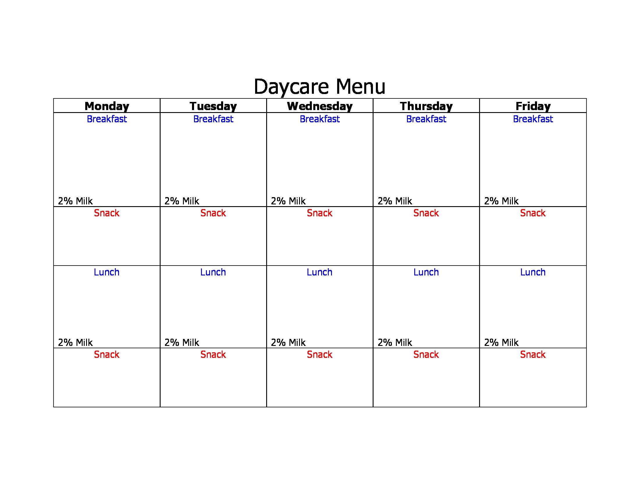 Detail Daycare Menu Template Nomer 25