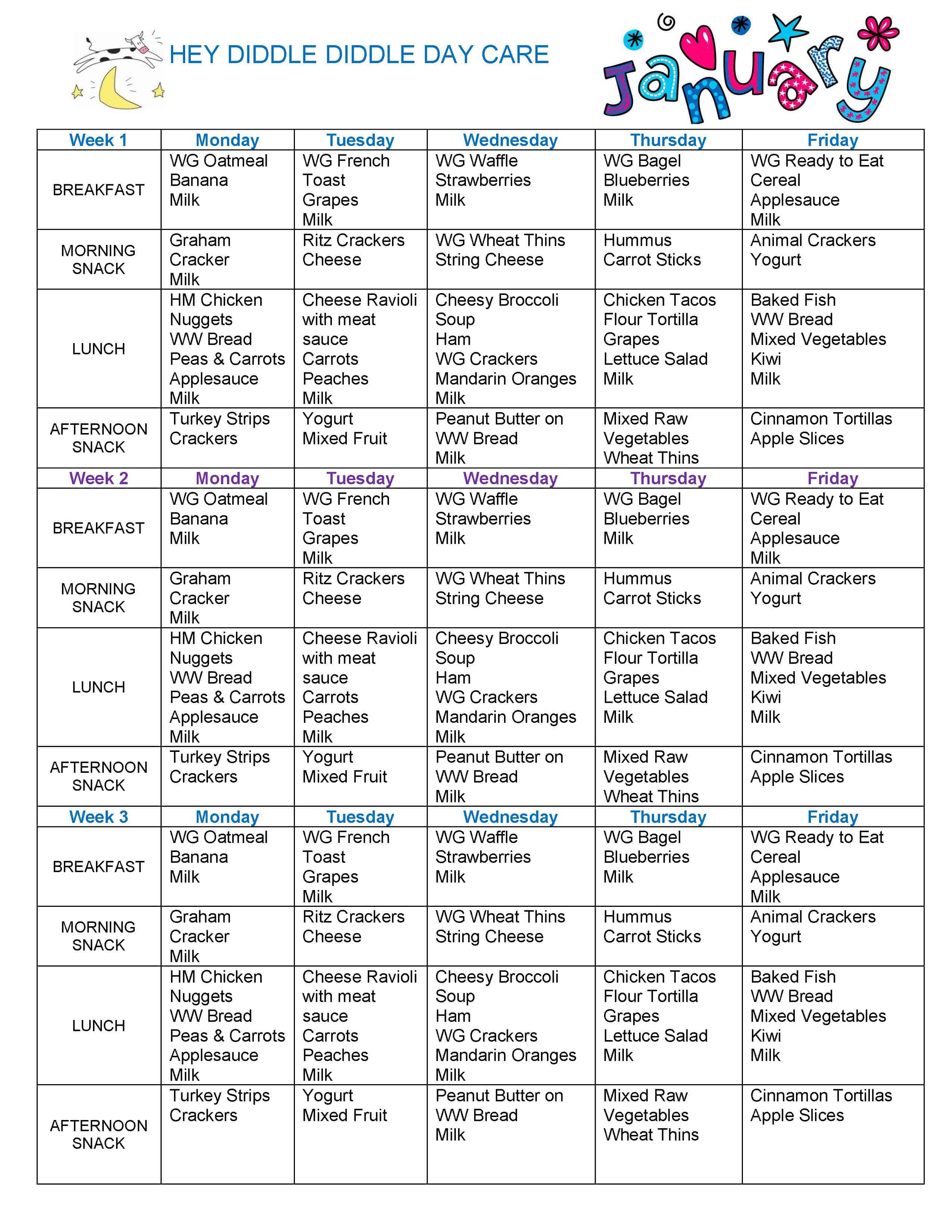 Detail Daycare Menu Template Nomer 4