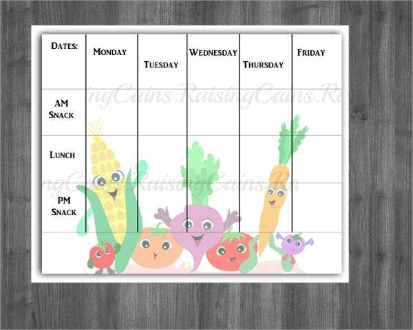 Detail Daycare Menu Template Nomer 38