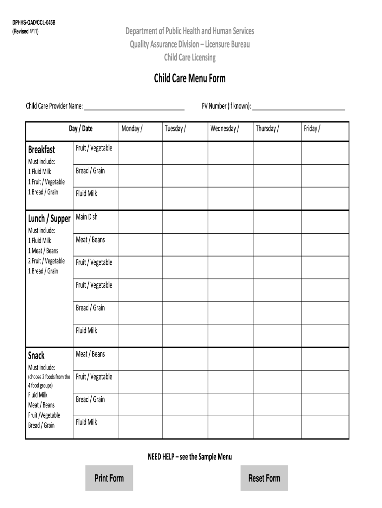 Detail Daycare Menu Template Nomer 9