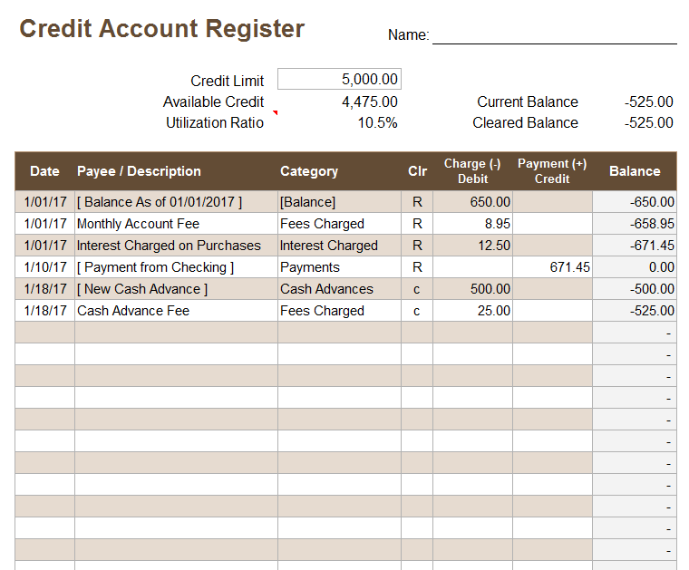 Detail Debit Credit Excel Sheet Template Nomer 15