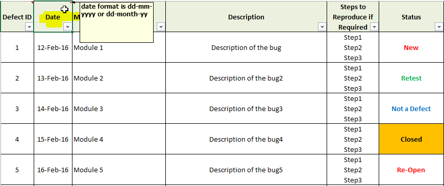 Detail Defect List Template Nomer 25