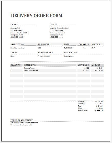 Delivery Order Template - KibrisPDR