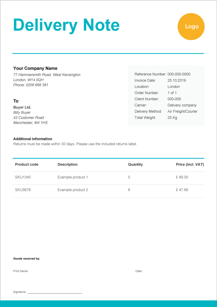 Detail Delivery Order Template Nomer 10