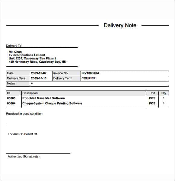 Detail Delivery Order Template Nomer 15