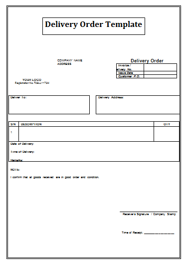 Detail Delivery Order Template Nomer 4