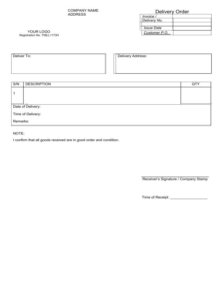 Detail Delivery Order Template Nomer 5